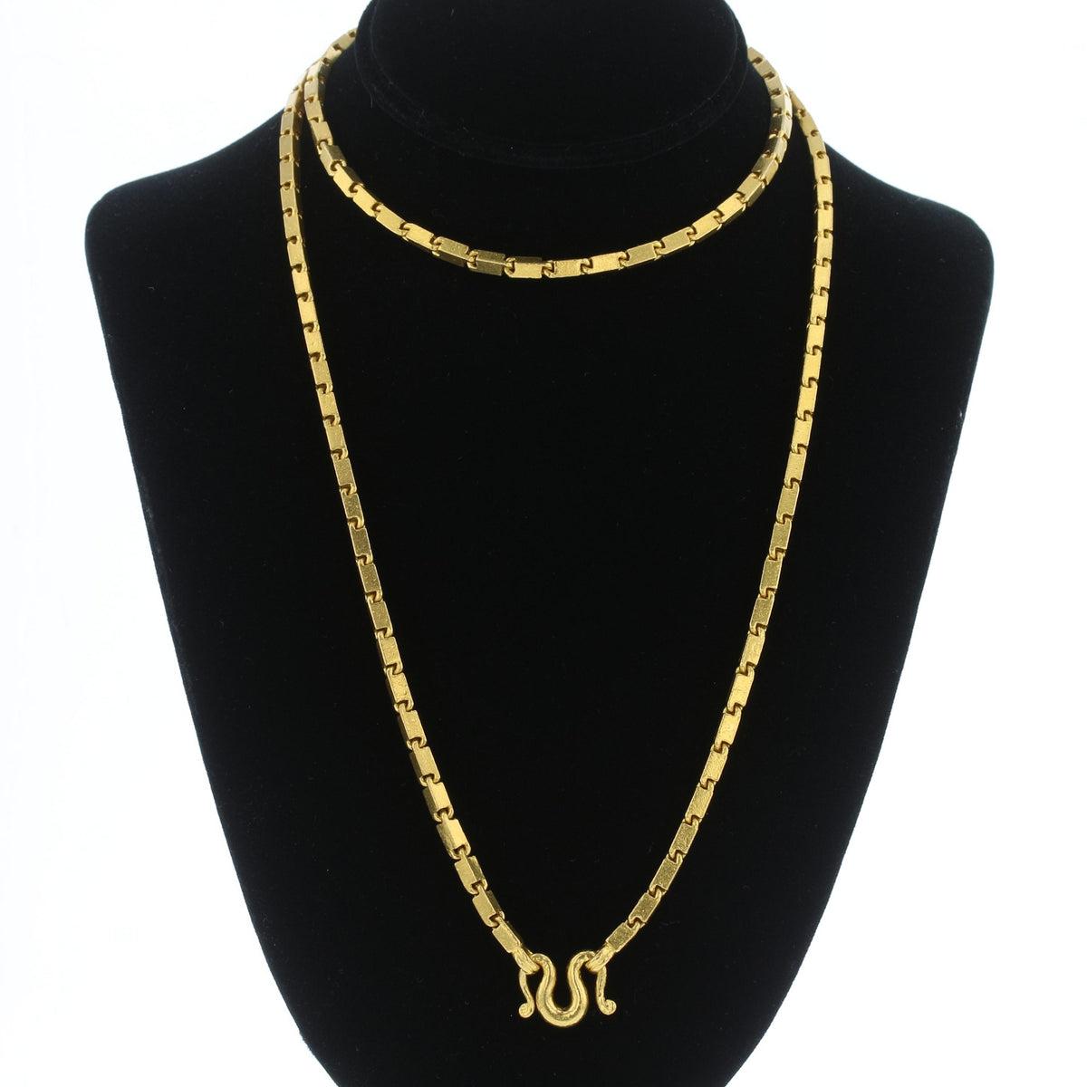 Vintage 24K Gold Box Chain Necklace - 25"