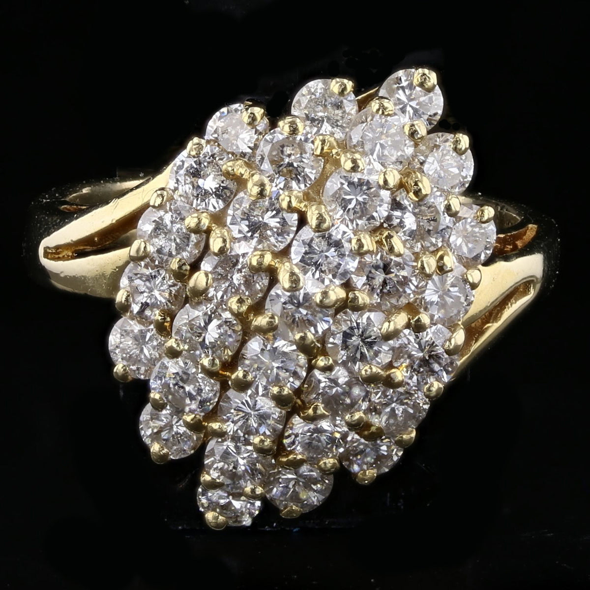 Vintage 14K Yellow Gold Diamond Dinner Ring