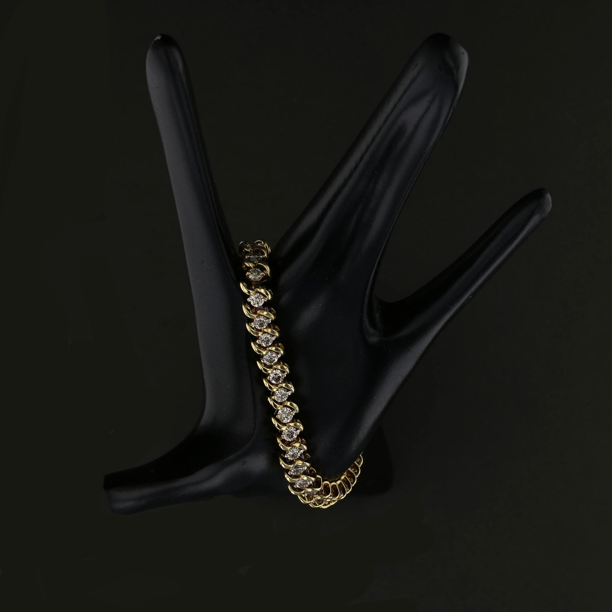 Vintage 14K Yellow Gold 7" Diamond Bracelet