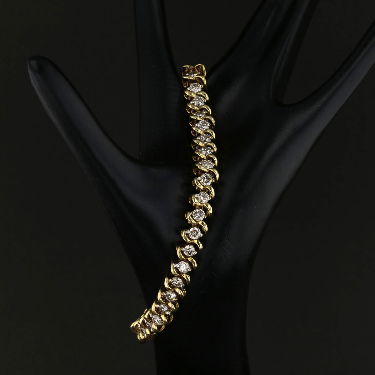 Vintage 14K Yellow Gold 7" Diamond Bracelet