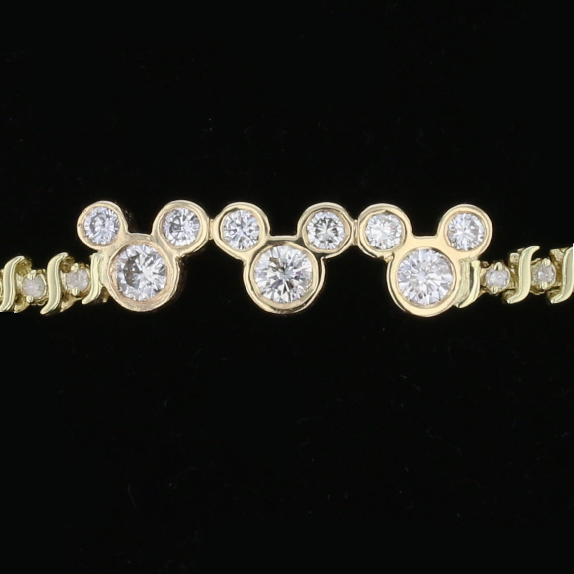 Vintage Minnie Mouse Diamond Bracelet - 14K Yellow Gold