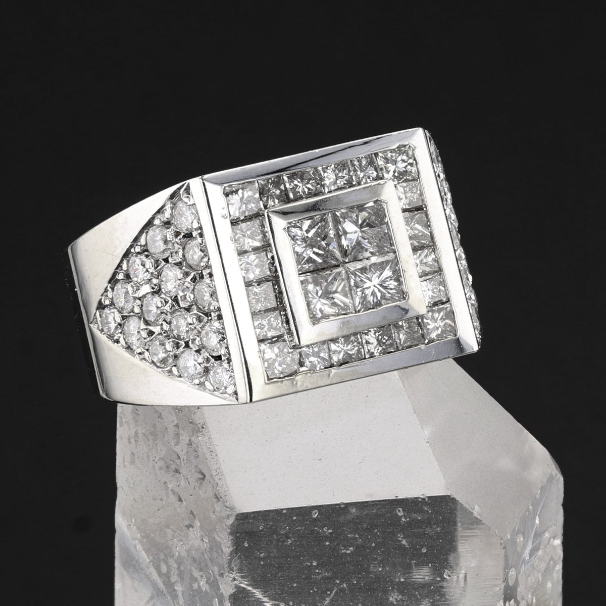 Vintage 14K White Gold Diamond Ring, 4.14ct