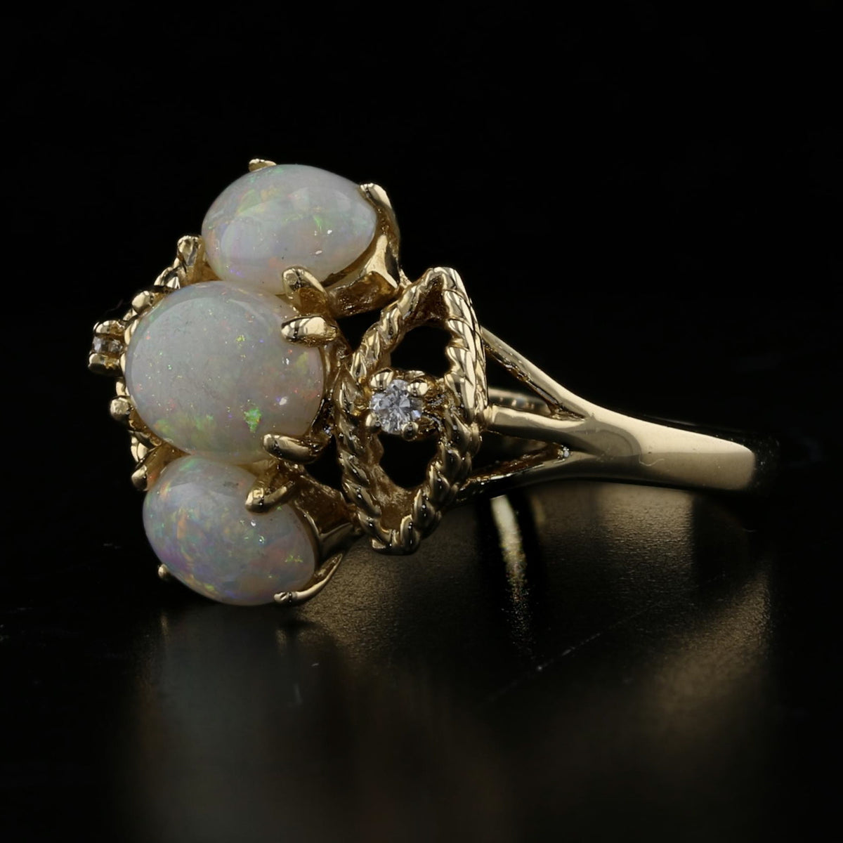 Vintage Opal and Diamond Ring