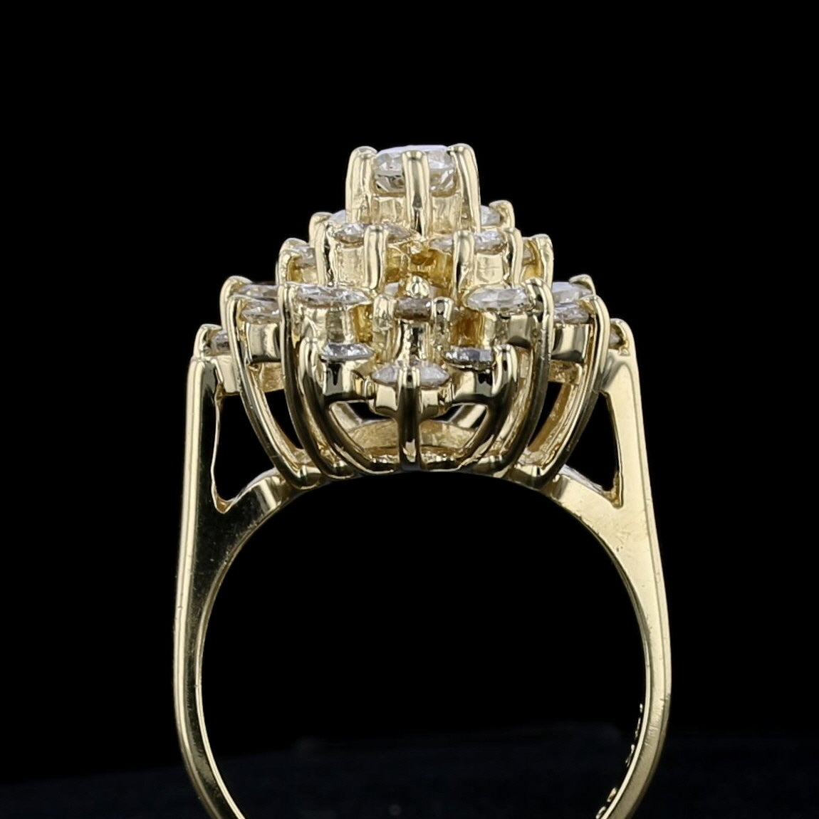 Vintage 14K Yellow Gold Diamond Cluster Ring – 3.00 Carat Brilliance