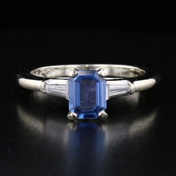 Vintage White Gold Sapphire and Diamond Ring