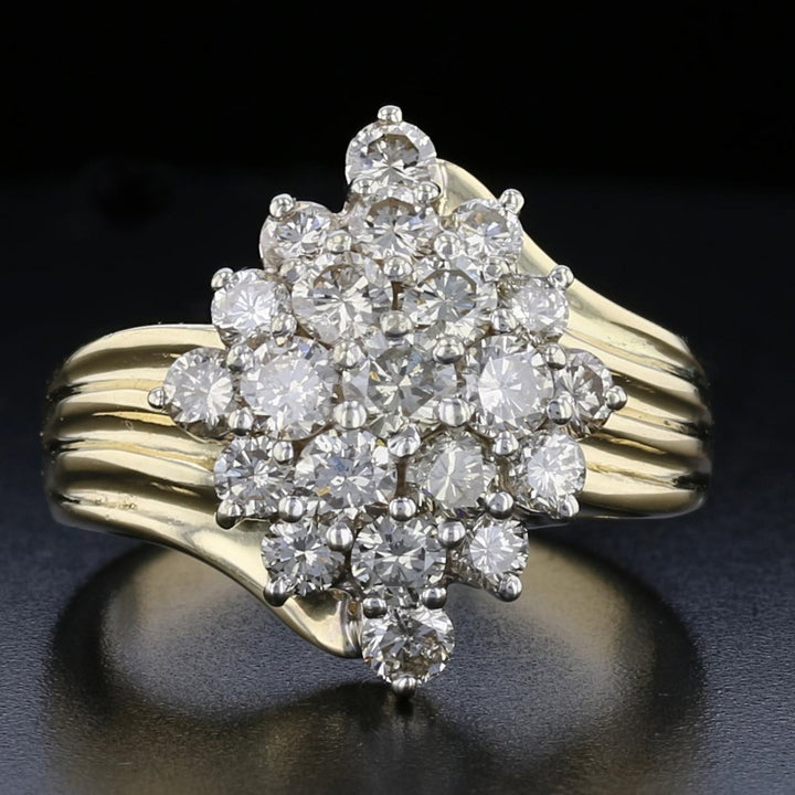 Vintage 2.25 Carat Diamond Cluster Ring