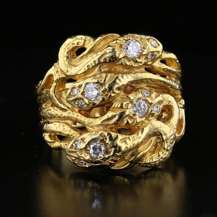 Vintage Snake Ring with Diamonds