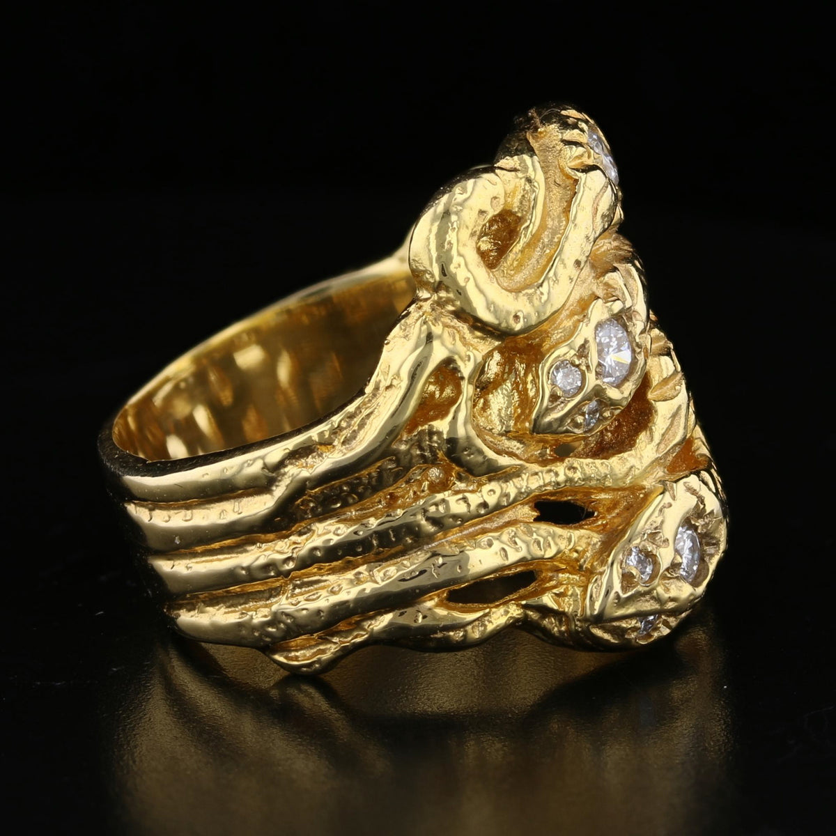 Vintage Snake Ring with Diamonds