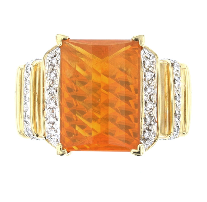 Vintage Brazilian Fire Opal and Diamond Ring