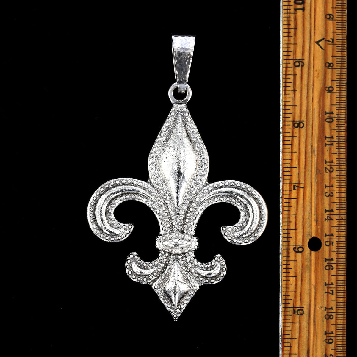 Handmade XXL Sterling Silver Fleur-de-Lis Pendant – 5" Statement Piece