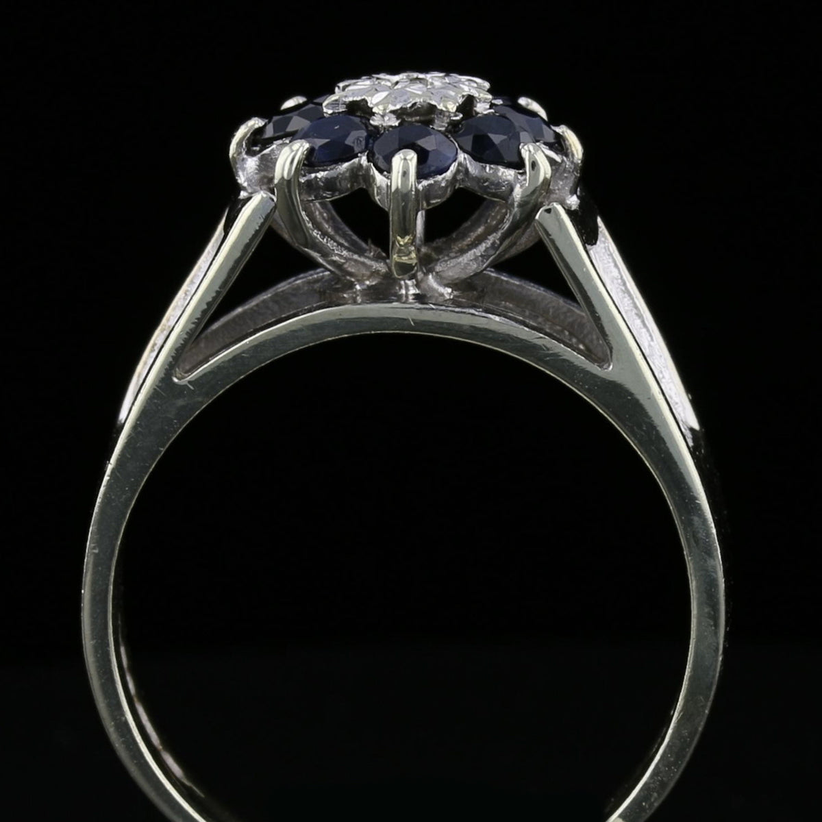 Vintage Sapphire Diamond Ring White Gold