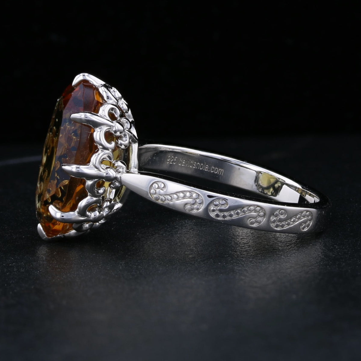 VooDooStone Ring with Fleur De Lis Prongs Ring