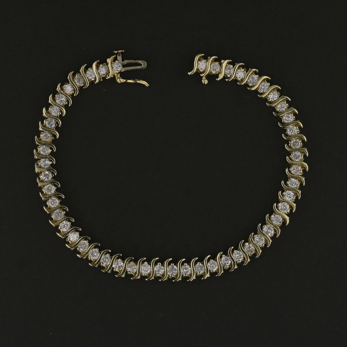 14K Yellow Gold Vintage  Diamond Tennis Bracelet