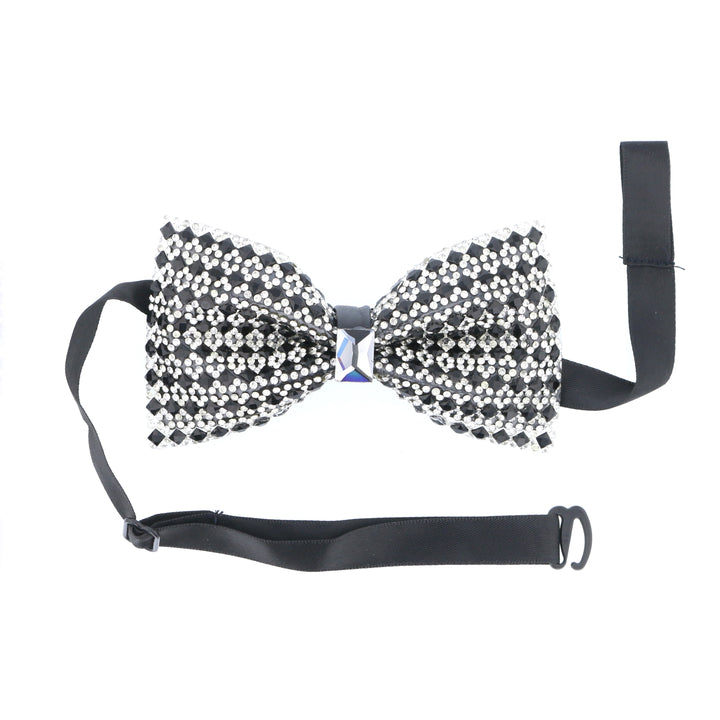 Exquisite Black and Silver Crystal Bow Tie