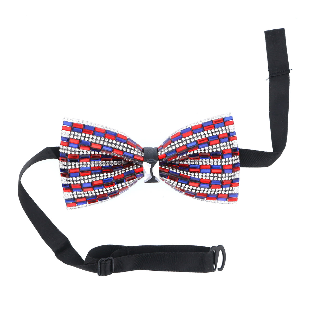 Vibrant Red, White and Blue Crystal Bow Tie