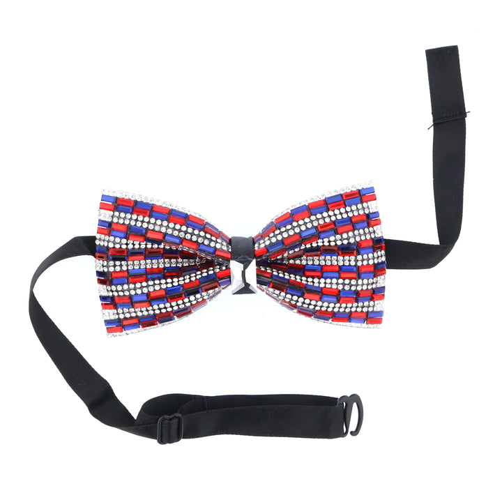 Vibrant Red, White and Blue Crystal Bow Tie