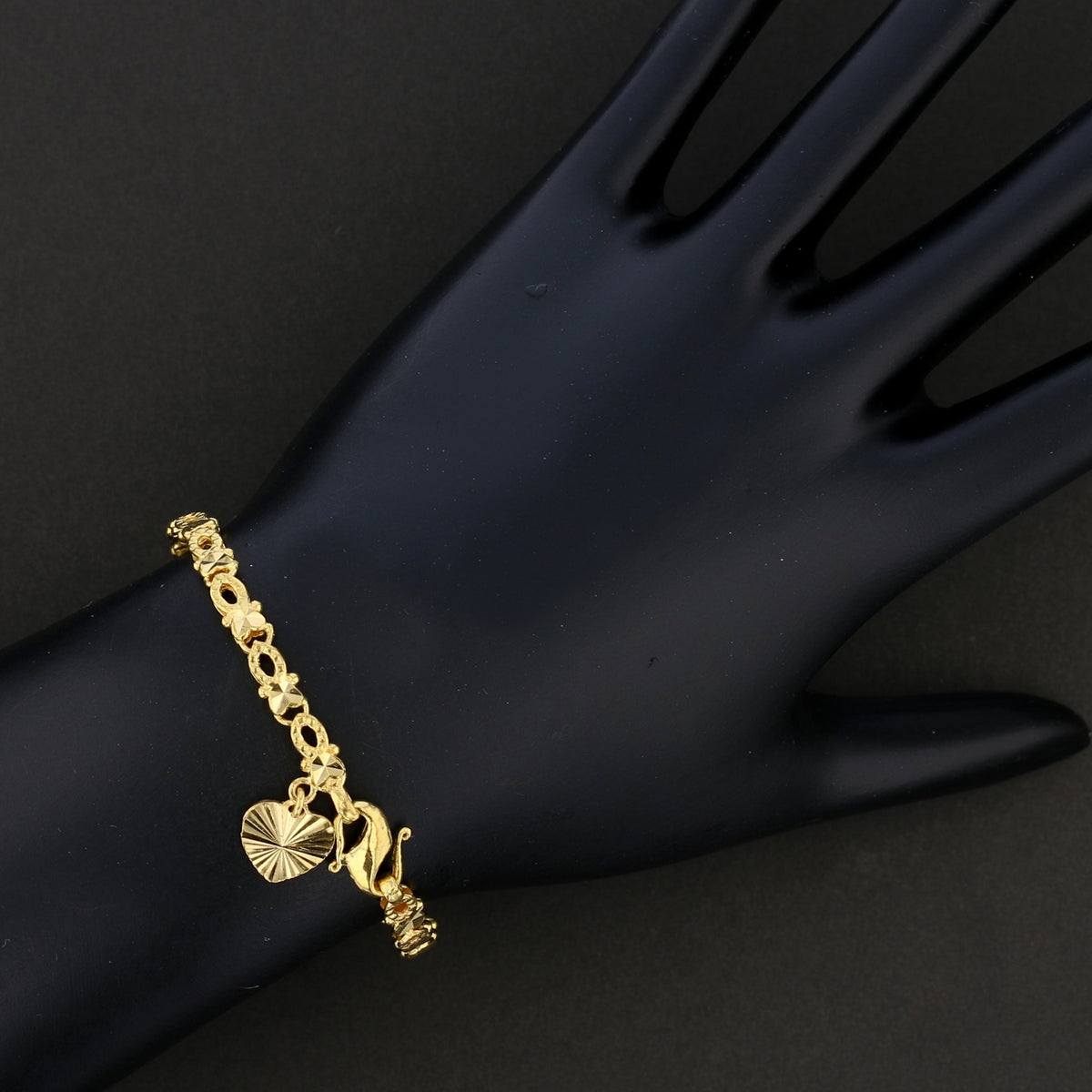 Vintage Link Bracelet with Textured Heart Charm