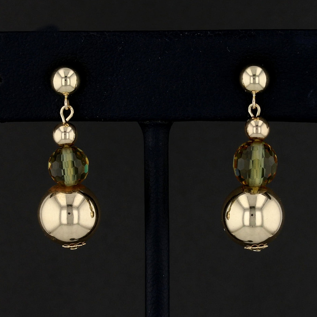 VooDooStone Drop Earrings in Yellow Gold