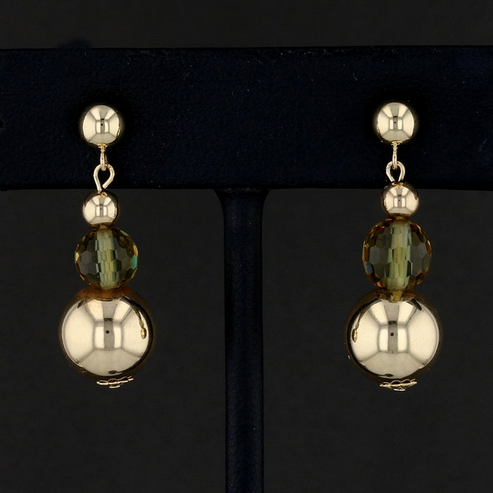 VooDooStone Drop Earrings in Yellow Gold