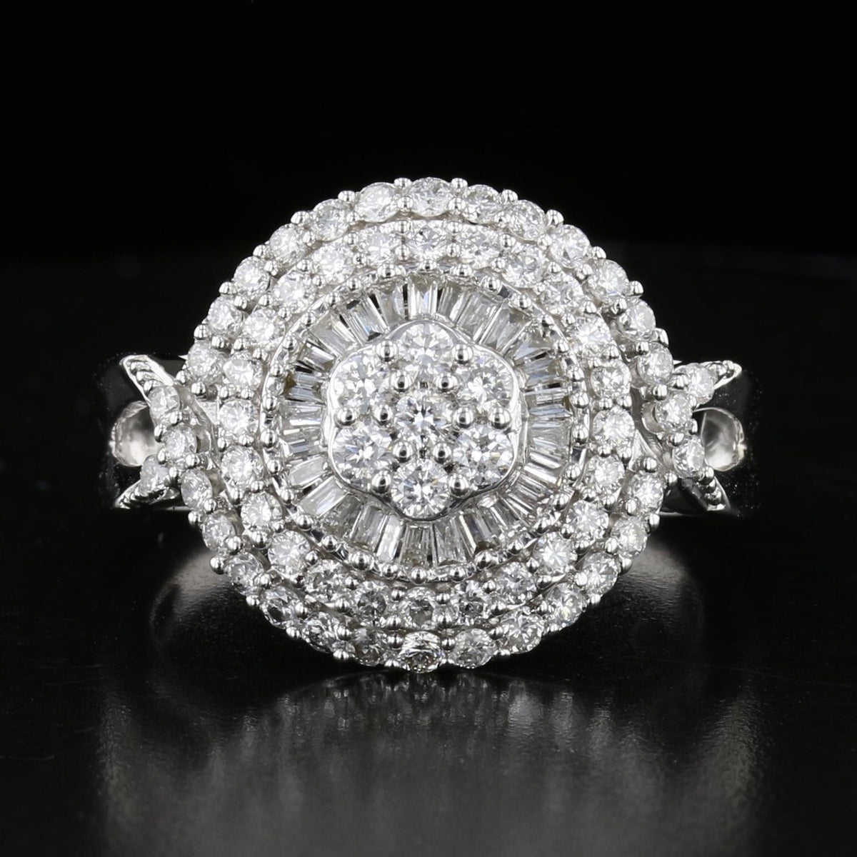 Vintage Diamond Halo Ring in White Gold