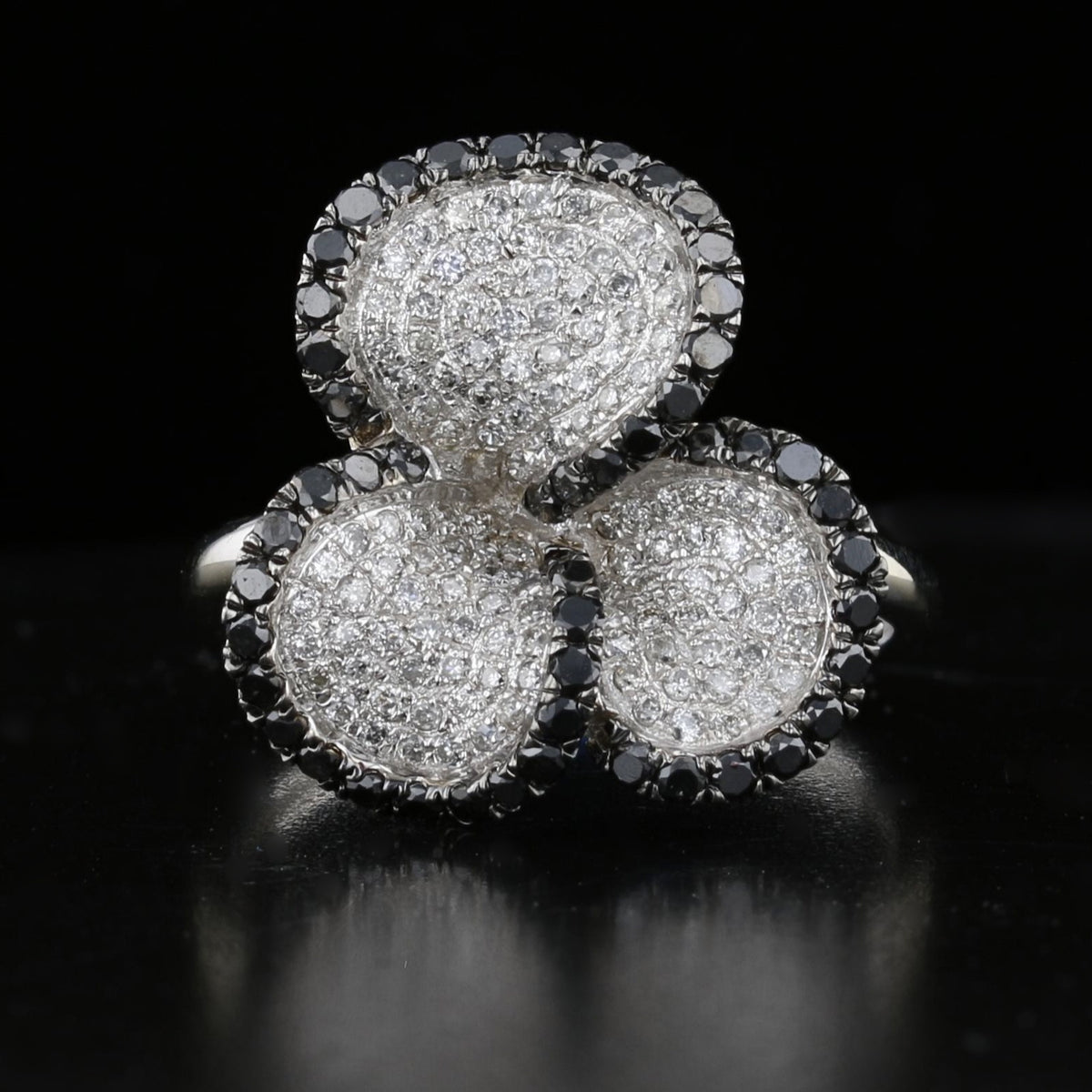 Vintage Black & White Diamond Flower Ring