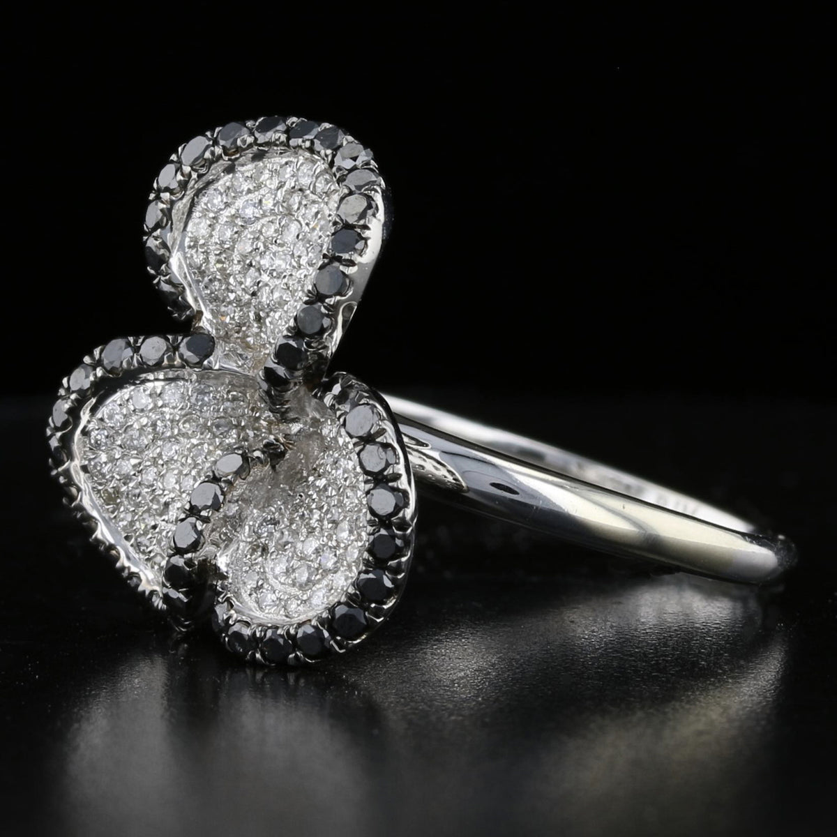 Vintage Black & White Diamond Flower Ring