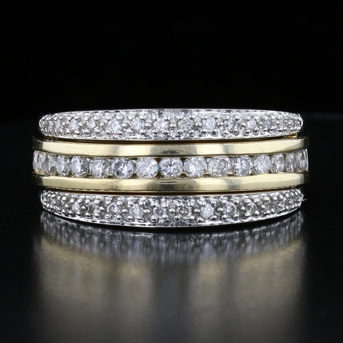 Vintage Three-Row Diamond Band