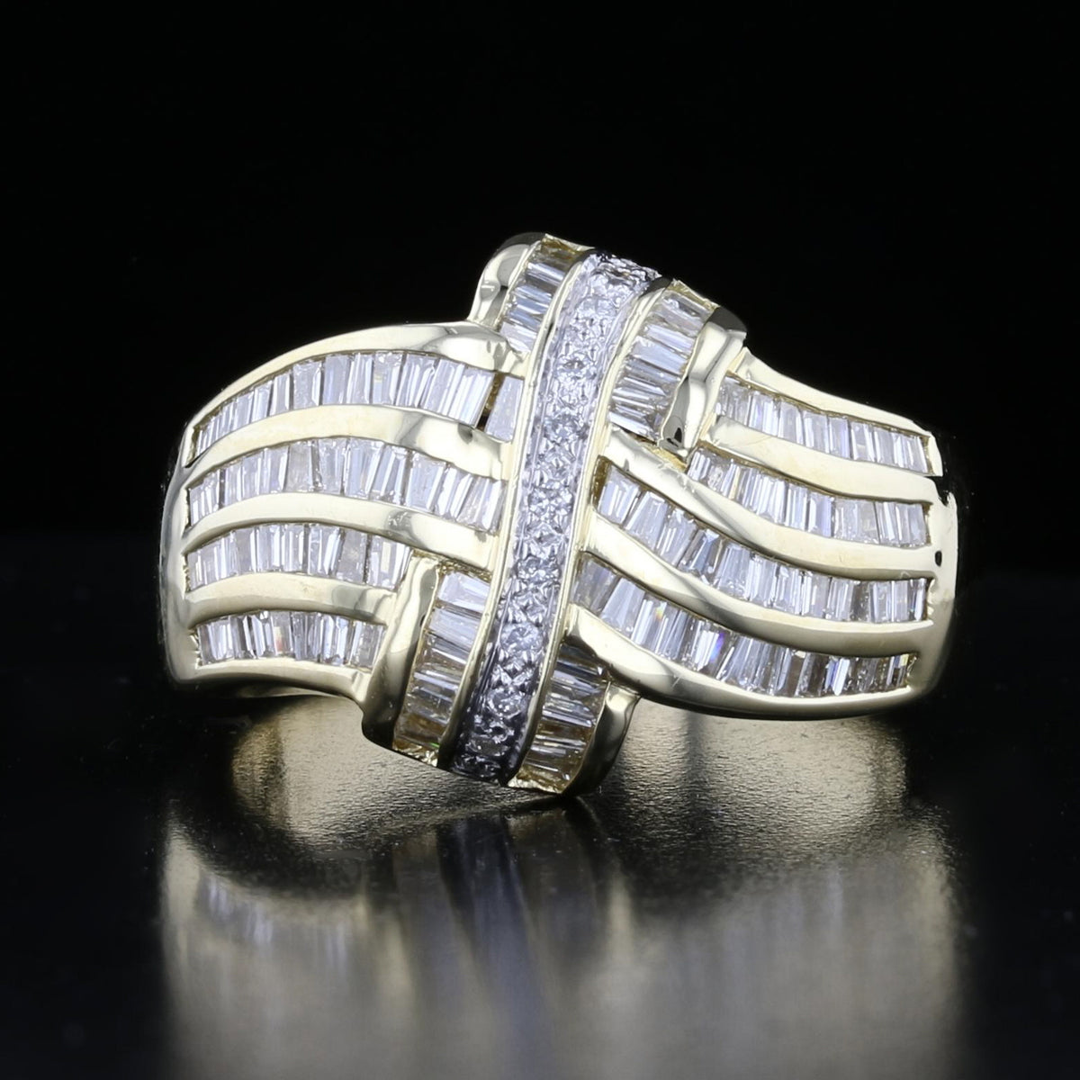 Vintage Baguette & Round Diamond Swirl Ring