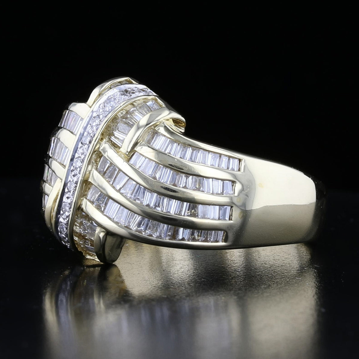 Vintage Baguette & Round Diamond Swirl Ring