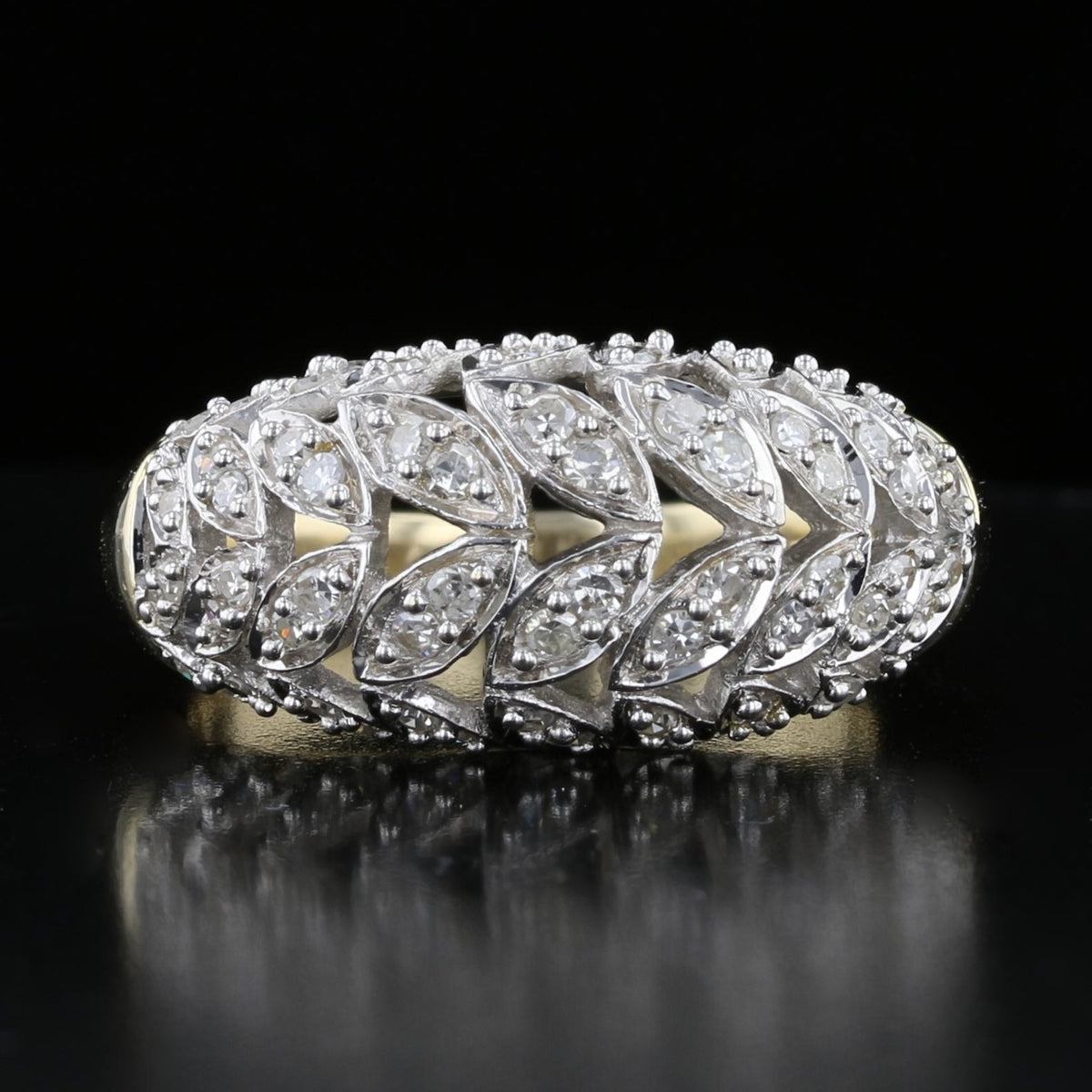 Vintage Diamond Leaf Motif Ring