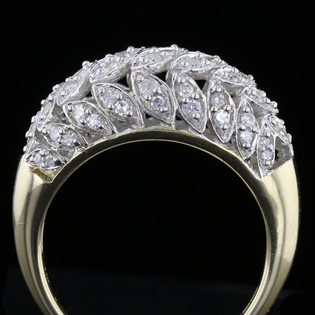 Vintage Diamond Leaf Motif Ring