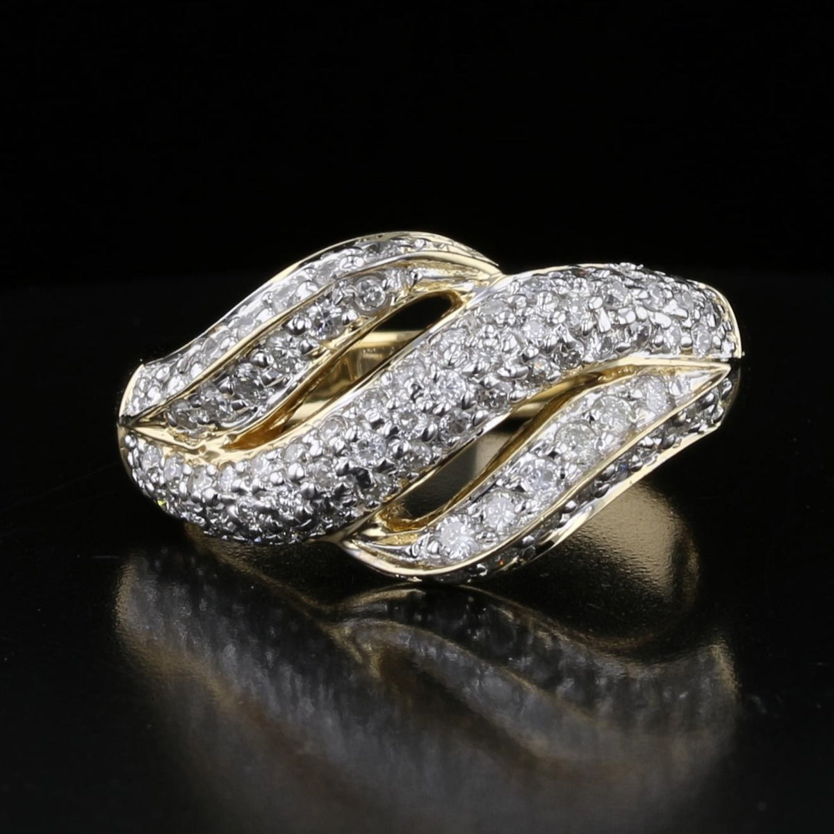 Vintage Diamond Wave Ring