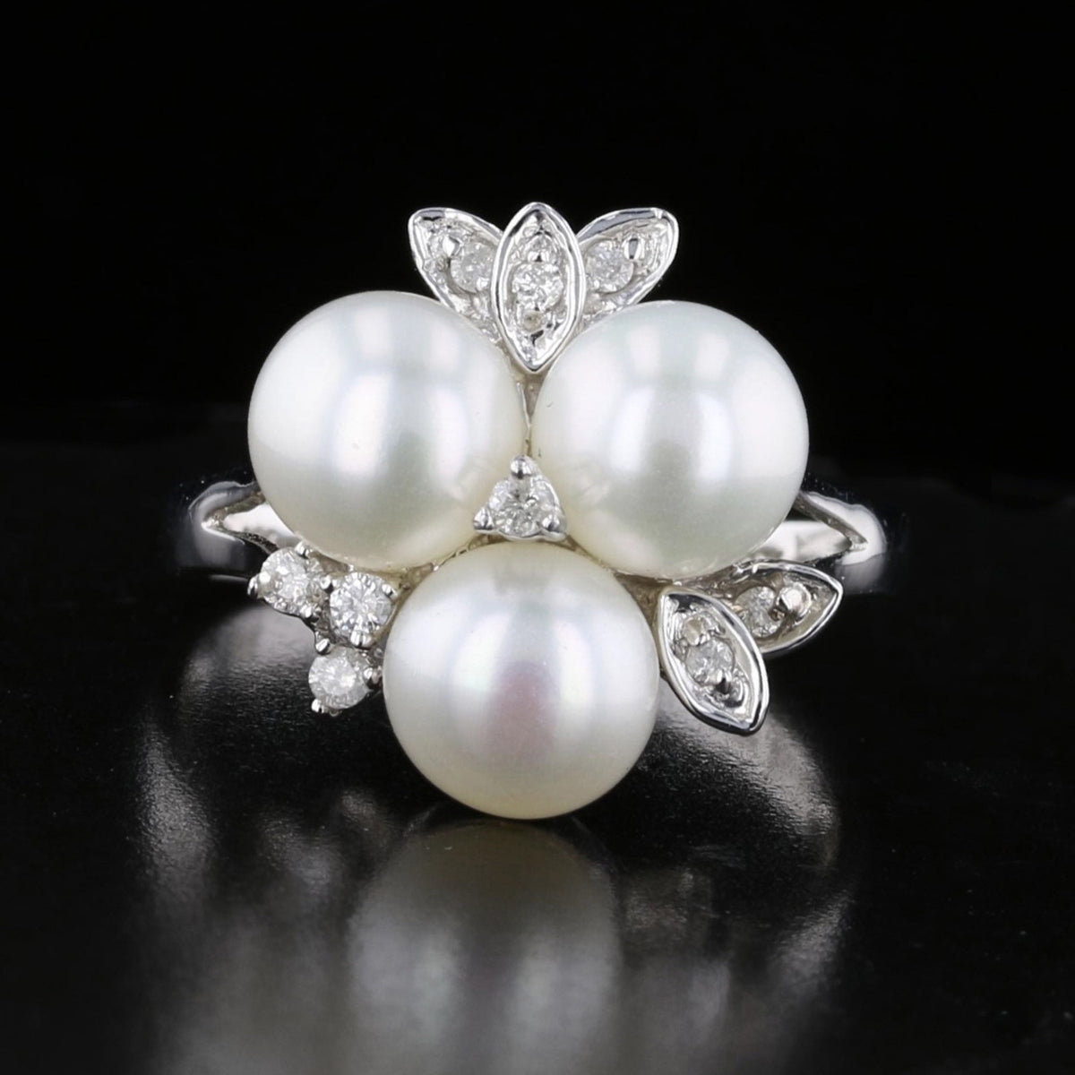 Vintage Akoya Pearl & Diamond Ring