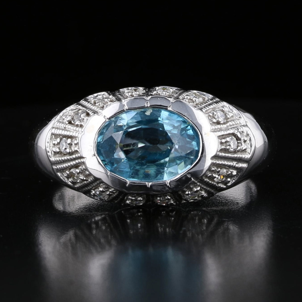 Vintage Blue Topaz Diamond Ring