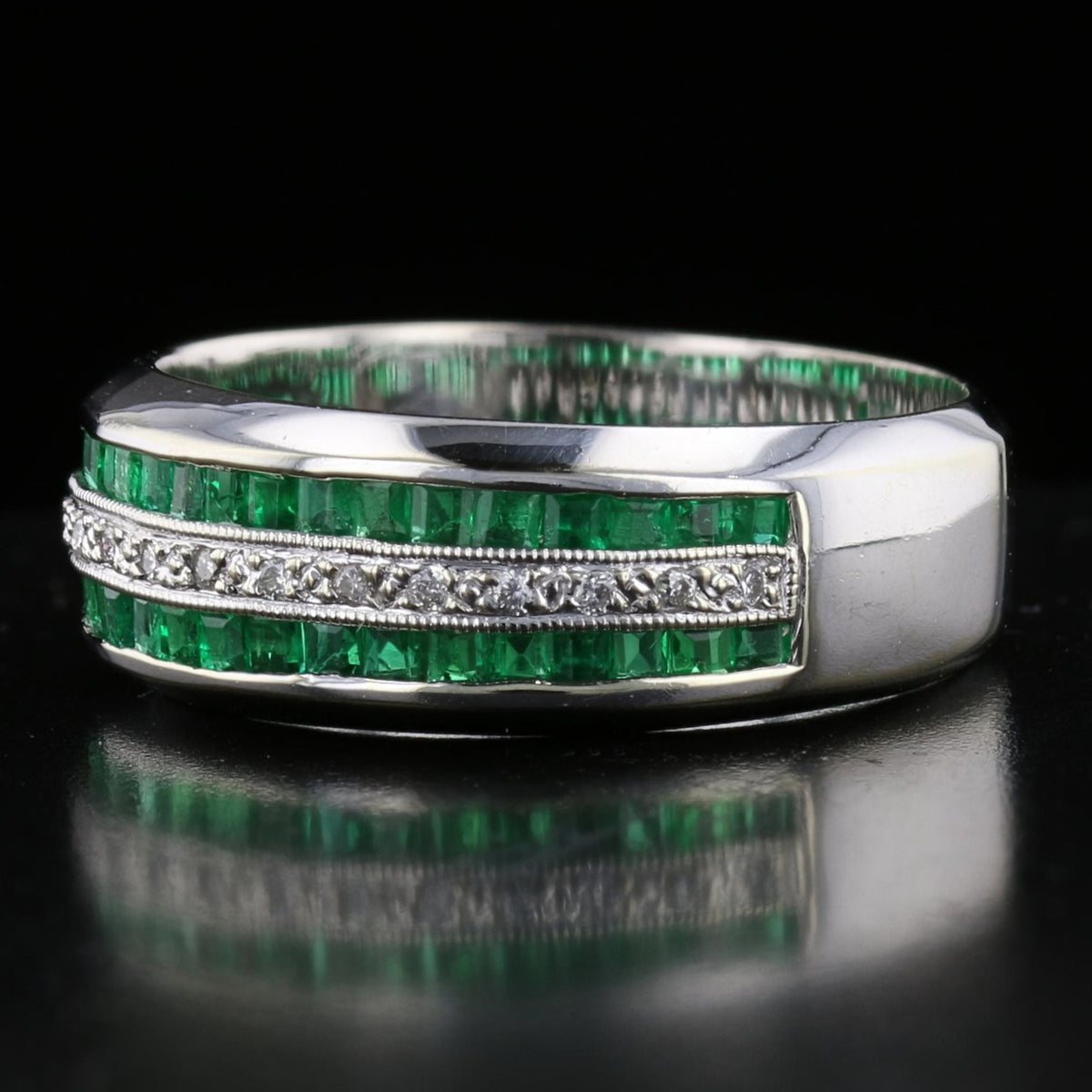 Vintage Emerald and Diamond Band