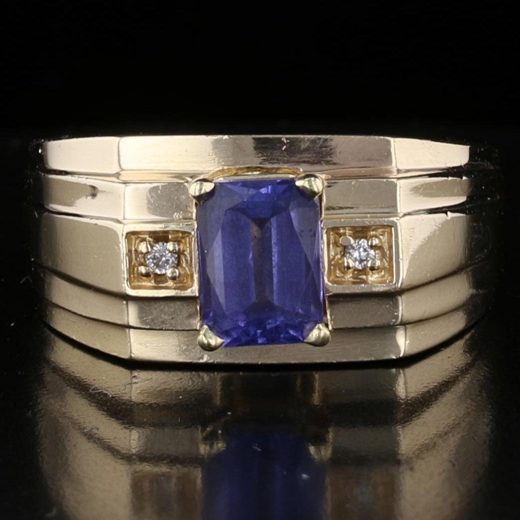 Vintage Tanzanite and Diamond Ring