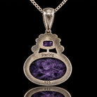 Back of the vintage charoite pendant stamped Sterling and 925. Item 893725.