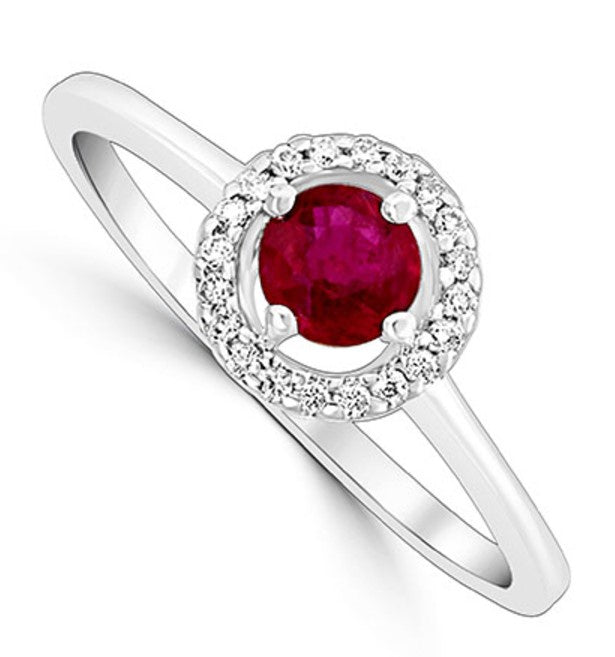 Ruby and Diamond Halo Ring
