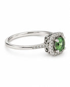 14K White Gold Green Tourmaline & Diamond Halo Ring, Size 7 893733 — second view