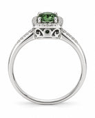 14K White Gold Green Tourmaline & Diamond Halo Ring, Size 7 893733 — third view