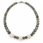 Graduated Labradorite & Baroque Pearl Necklace, 16 Inch 893763 — main view