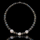 Graduated Labradorite & Baroque Pearl Necklace, 16 Inch 893763 — second view