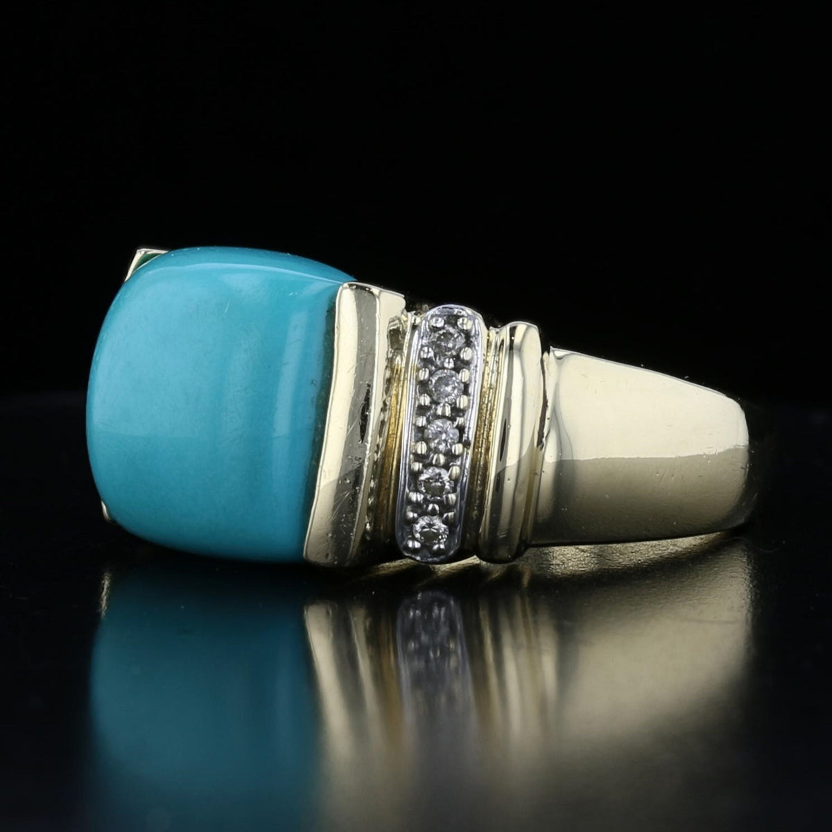 Vintage Persian Turquoise and Diamond Ring