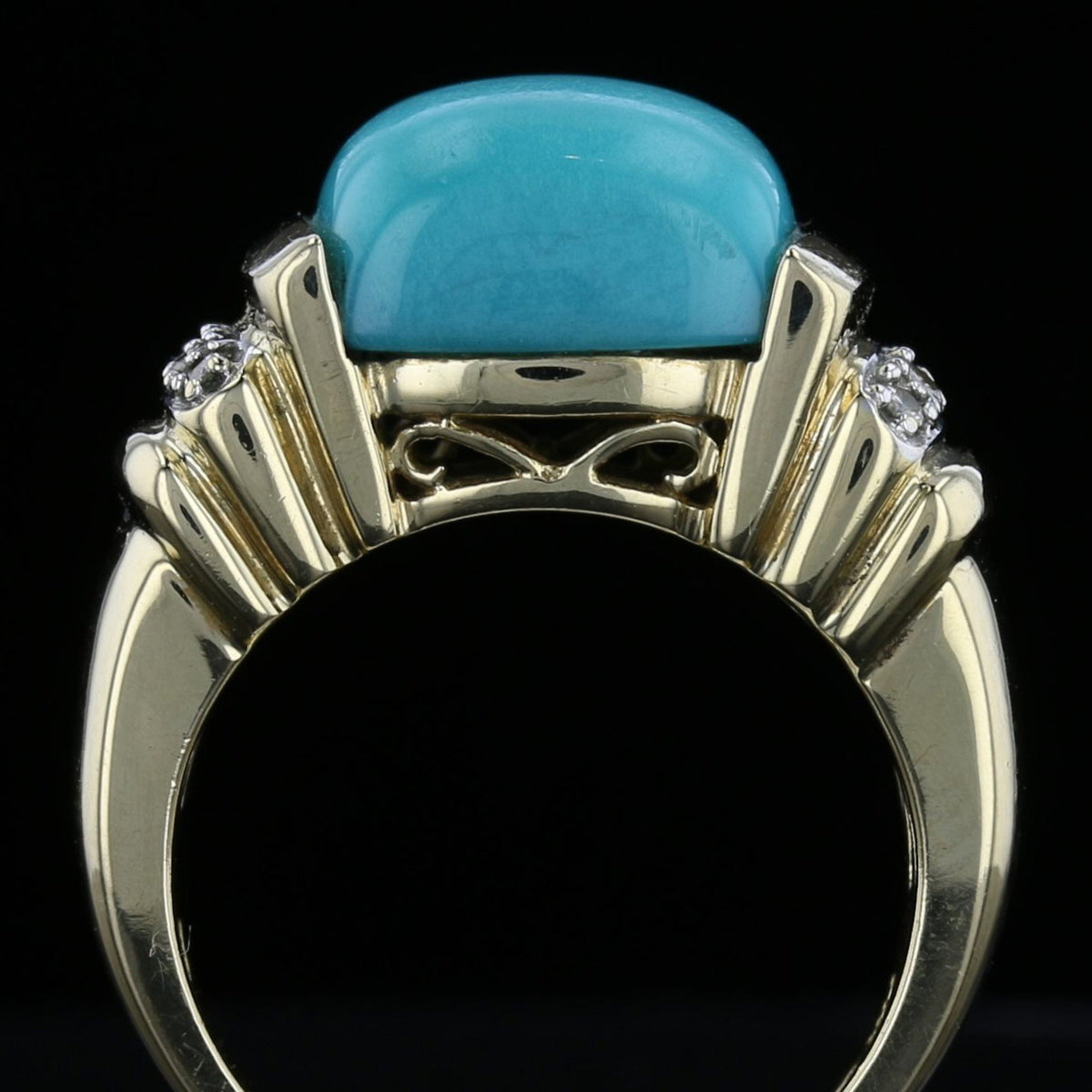 Vintage Persian Turquoise and Diamond Ring
