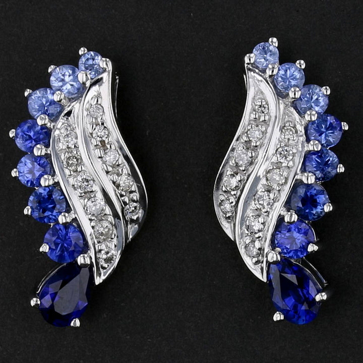 Gradual Color Sapphire Diamond Earrings   893816