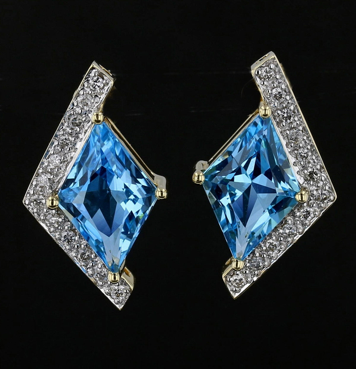 Swiss BlueTopaz Diamond Earrings