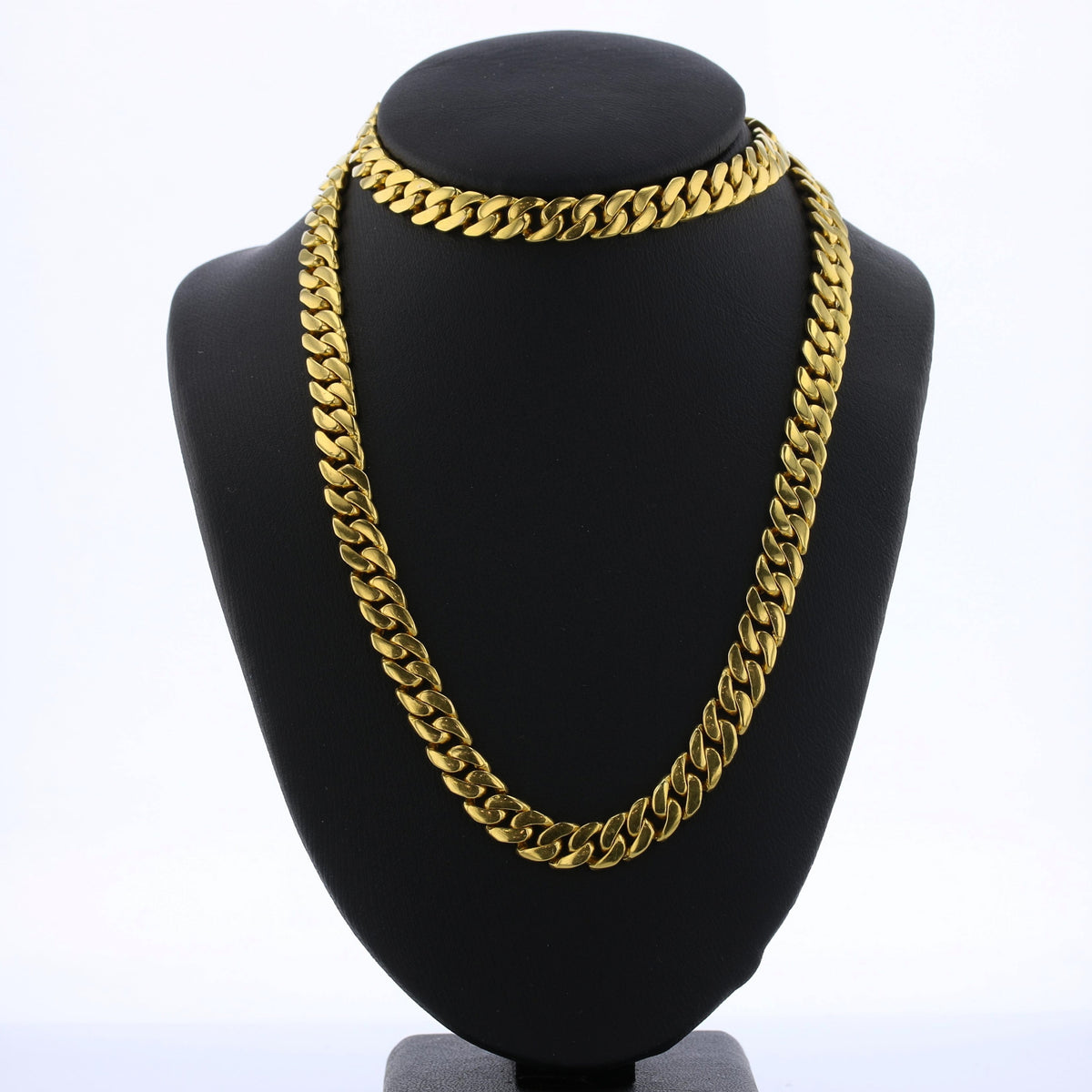 20K Yellow Gold Cuban Link Chain Necklace