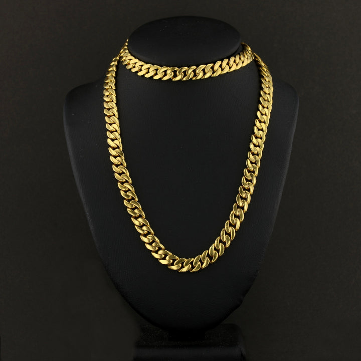 20K Yellow Gold Cuban Link Chain Necklace