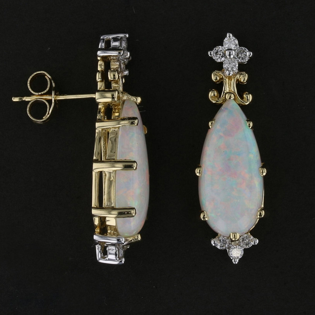 Vintage Opal & Diamond Studs