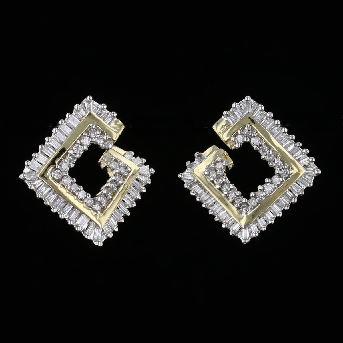 Vintage Diamond Geometric Earrings
